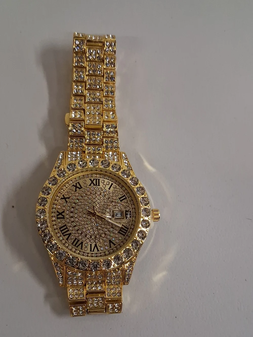 Mens Big Rocks with Roman Numerals Fully Iced Out Colorful Dial Watch